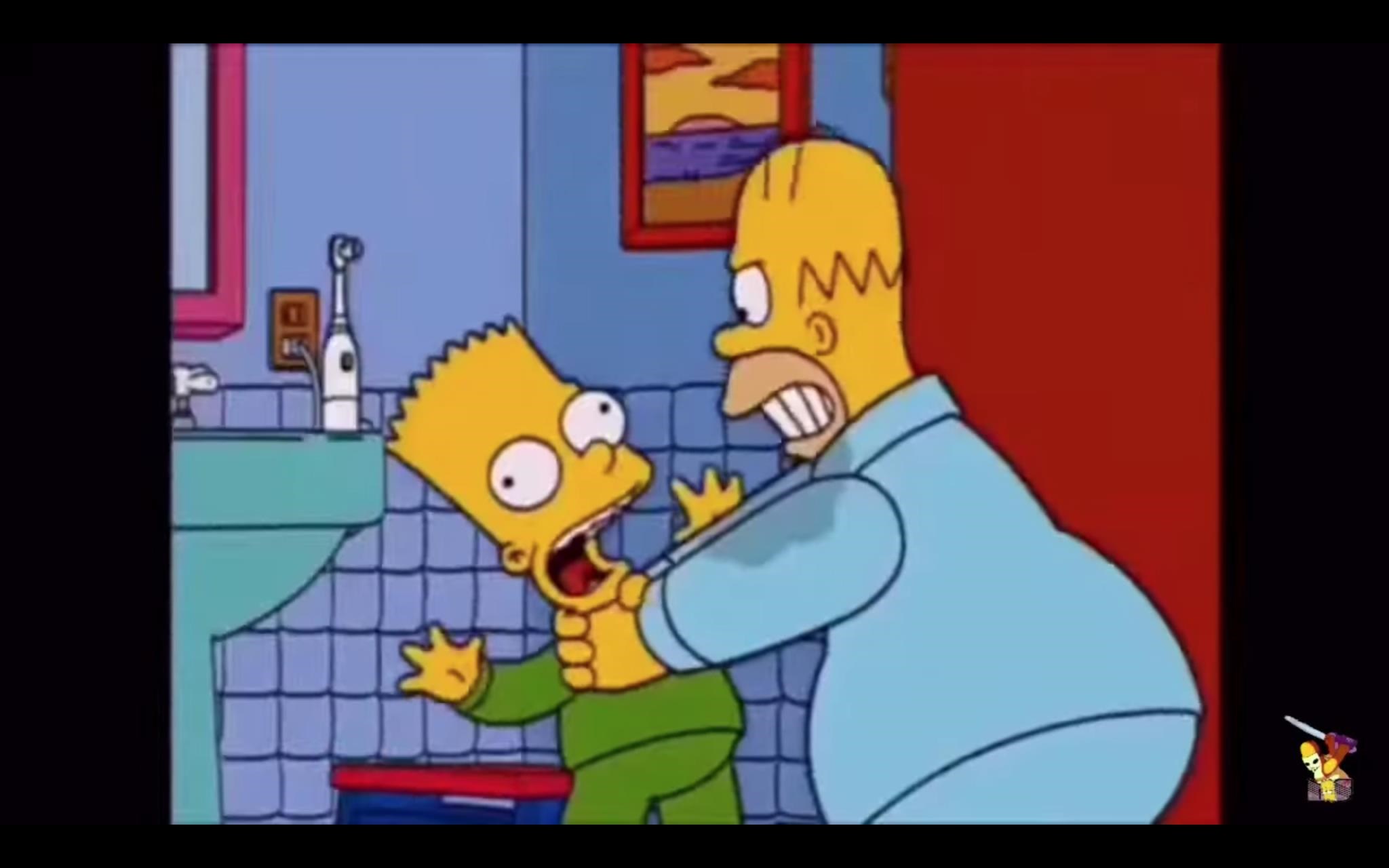 Homer Simpson nem fojtogatja többé a fiát, Bartot