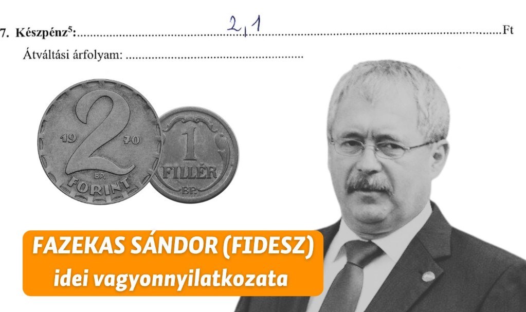 Economy: Fidesz's Sandor Fazekas has 2.1 Hungarian forints in cash according to his asset declaration