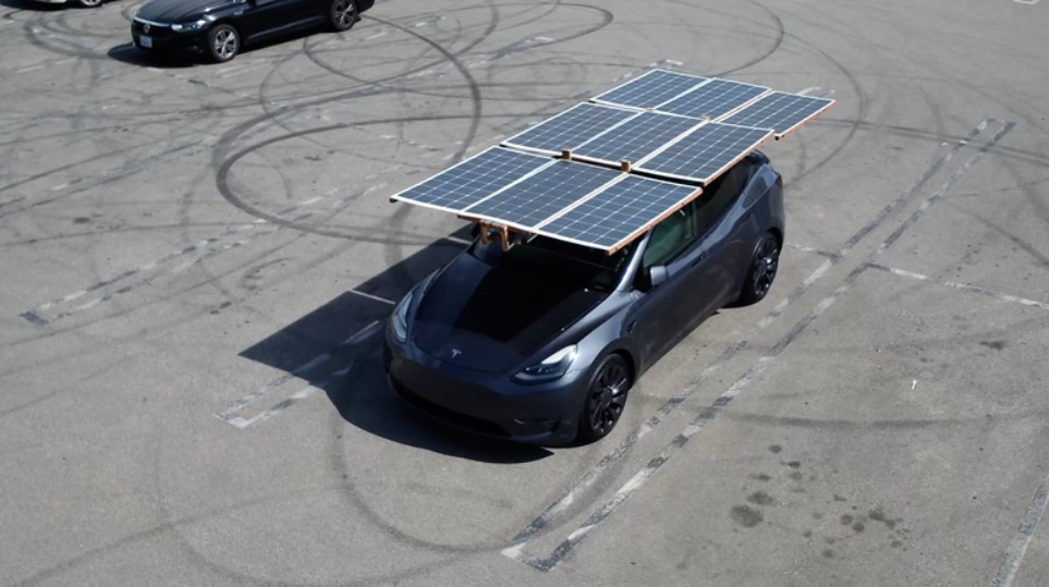 Car: Malik installed solar panels on his Tesla and drives thirty kilometers a day