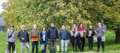 Hallgatók által készített madárodúkat helyeztek ki a Pécsi Egyetem parkjában