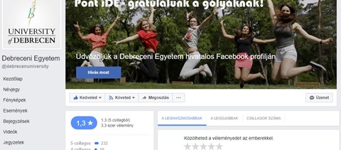 Villámgyorsan beszakadt a Debreceni Egyetem Facebook-oldala Putyin miatt