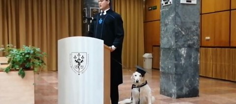 Megható videó: kutyájával együtt diplomázott a pécsi hallgató