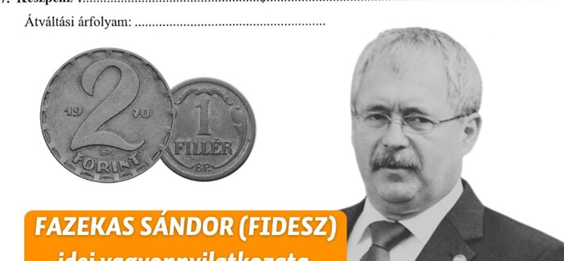Sándor Fazekas of the Fidesz party has 2.1 Hungarian forints in cash according to his asset declaration