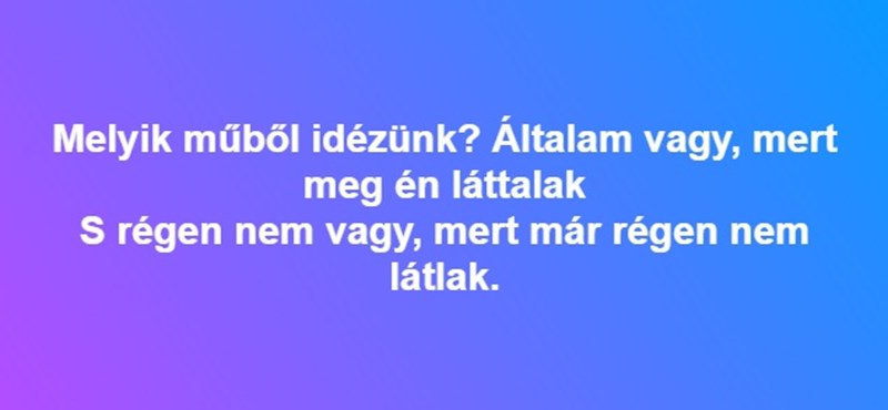 "Általam vagy, mert meg én láttalak. S régen nem vagy, mert már régen nem látlak." - Ady, de melyik? 