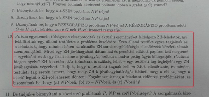 A nap képe: újabb zseniális ZH-feladat a BME-n